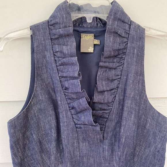 Taylor denim ruffle collar sheath dress - Picture 2 of 6